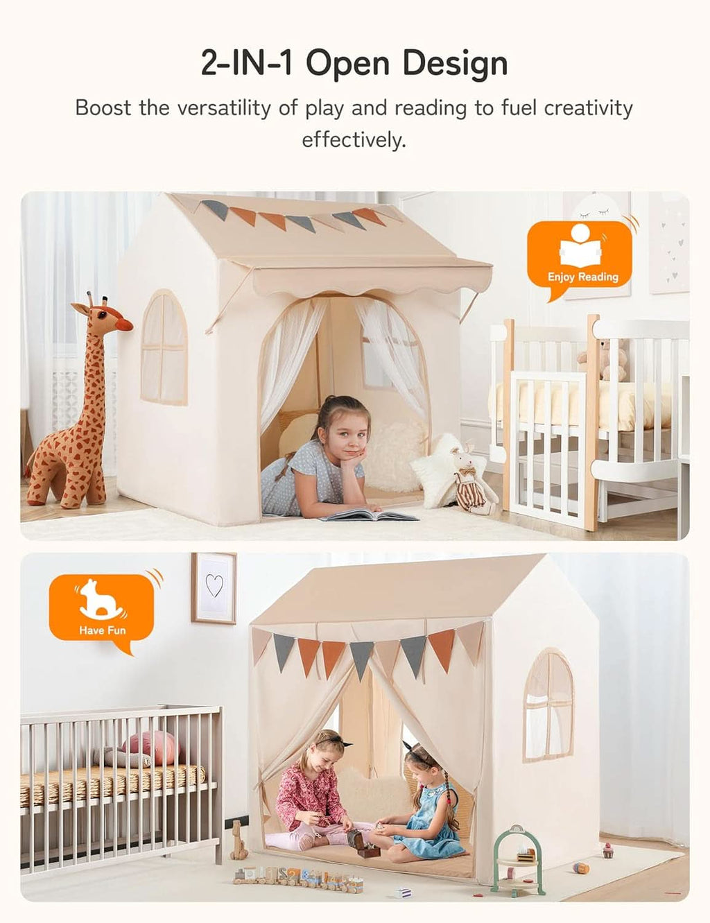 Kids Play Tent Multi functional Eave 51X35X47 Inches-1