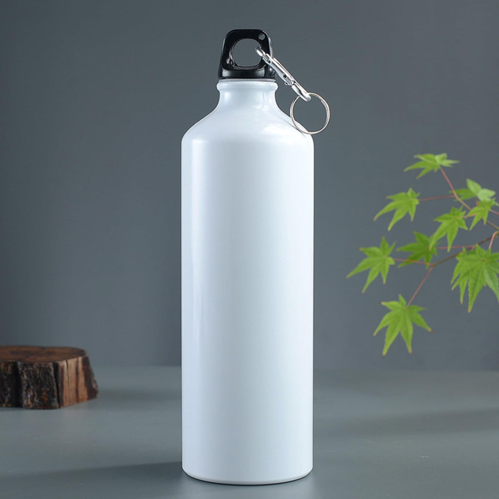 Lazooy Aluminum Round Canteen Water Bottle - Water Bottle for Travel Sports Camping Hiking Outdoor Recreation with Hook Portable BPA Free 25 Oz White