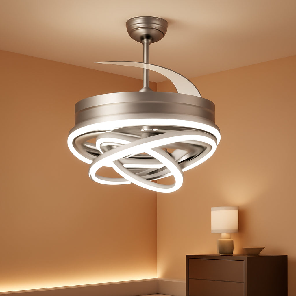 42 Inches Fandelier Retractable Ceiling Fan Silver-0