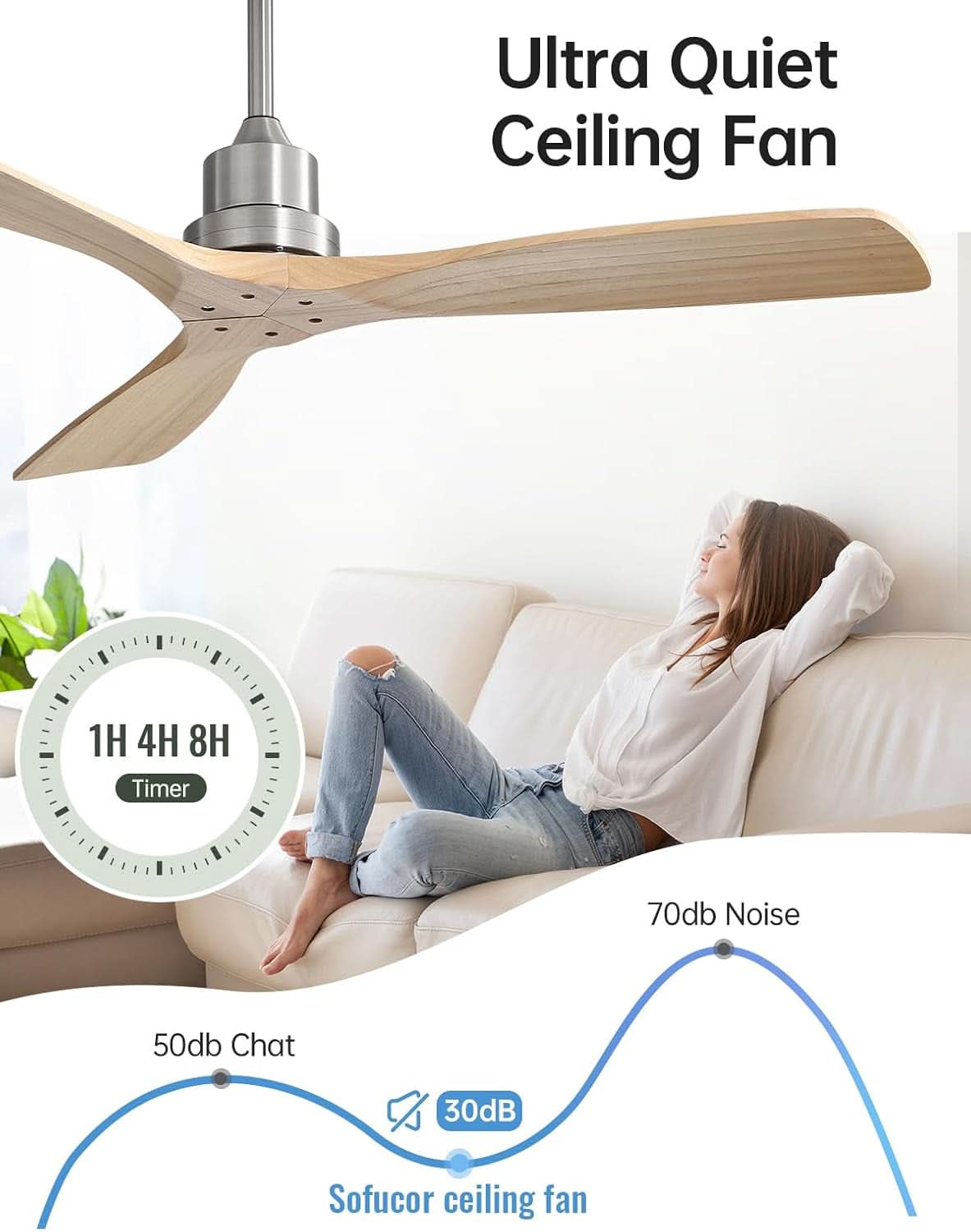 52 Inch Outdoor Patio Brushed Nickel Wood Ceiling Fan-4