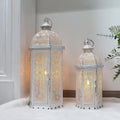 Set of 2-15"&19.5"H White Metal Lanterns-0
