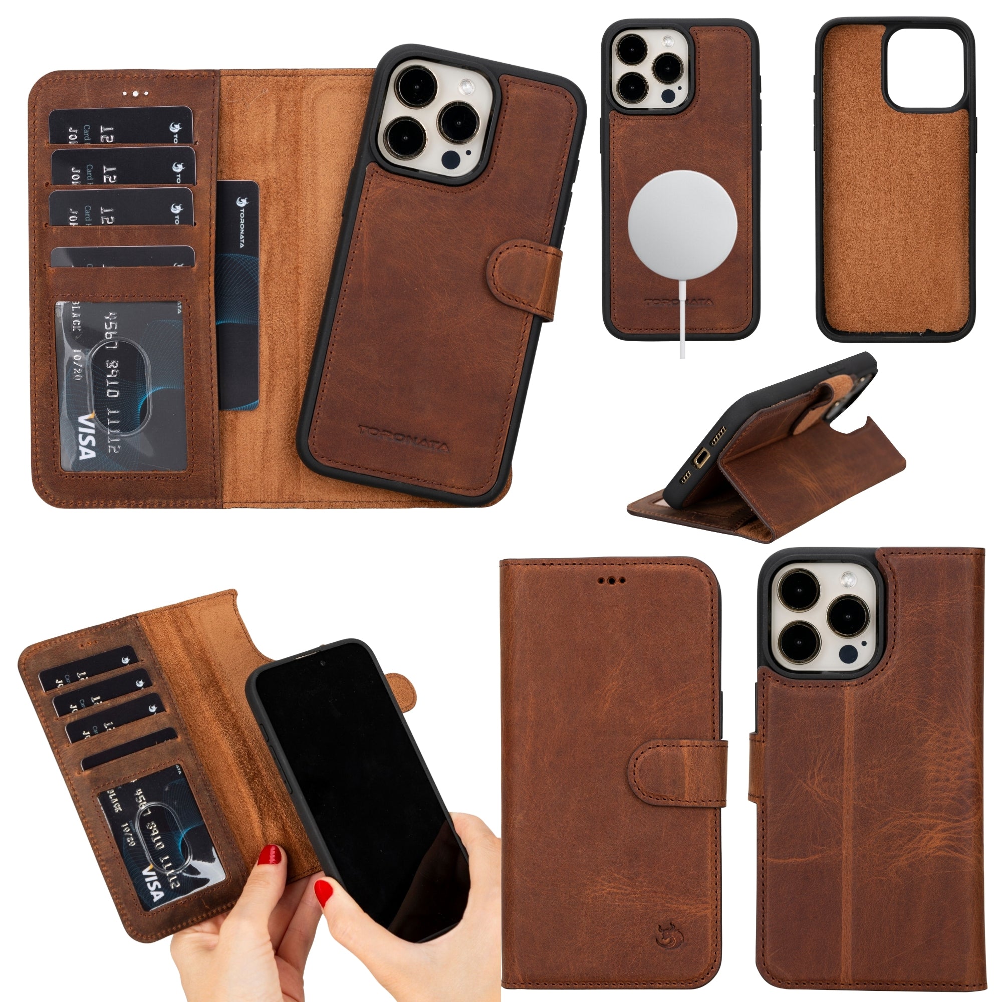 Casper Leather iPhone 15 Pro Wallet Case | Detachable MagSafe Compatible RFID Protection-5