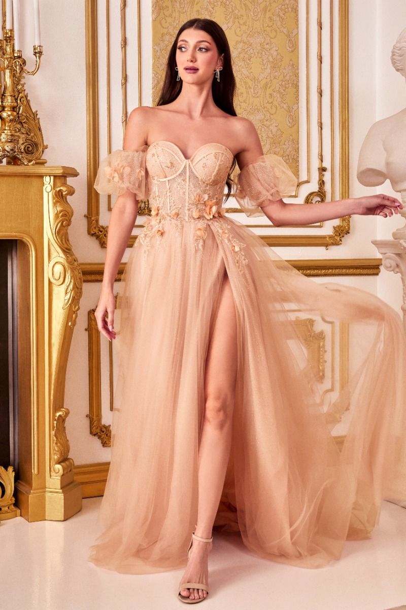 Strapless Floral Ball Gown-1