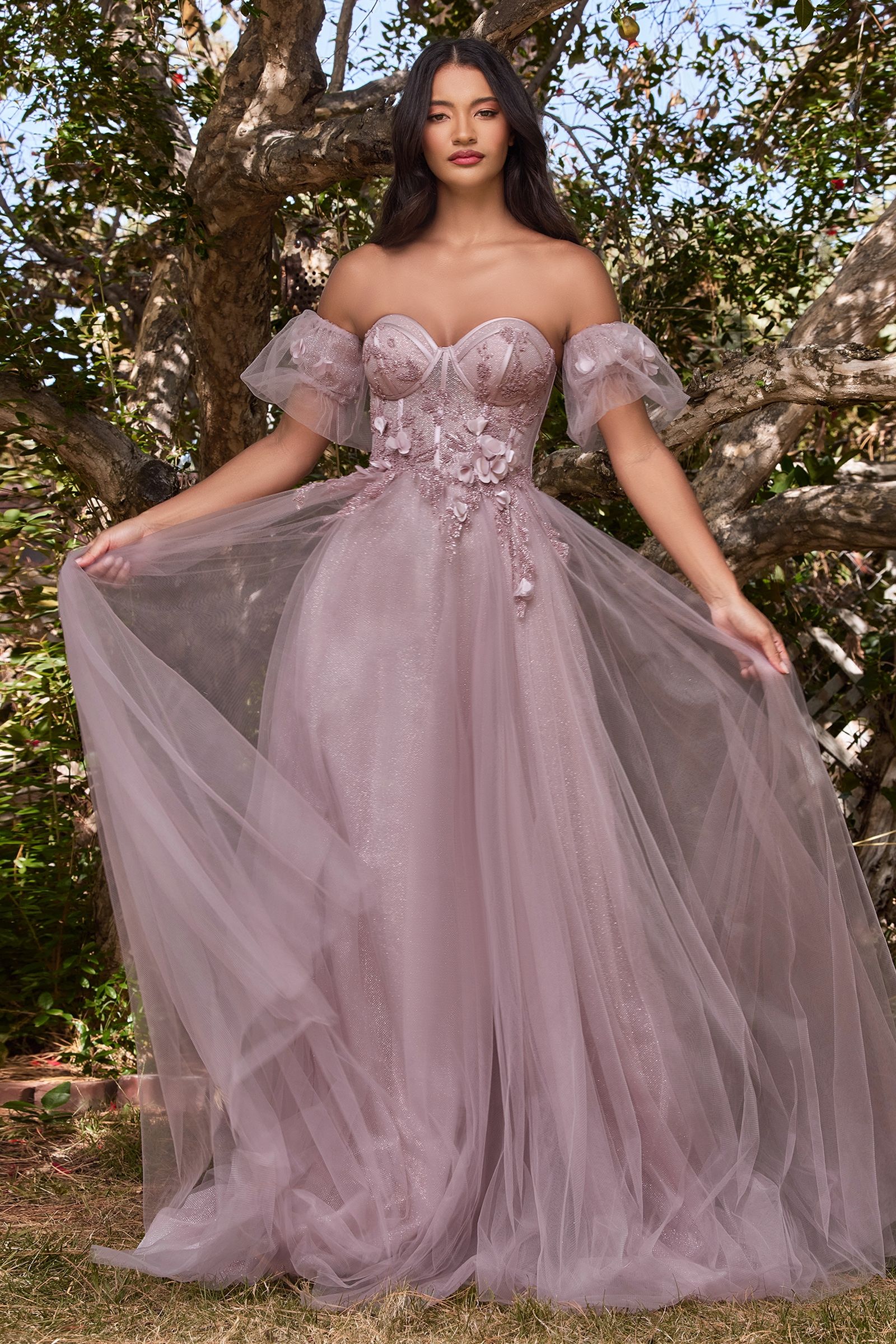 Strapless Floral Ball Gown-4