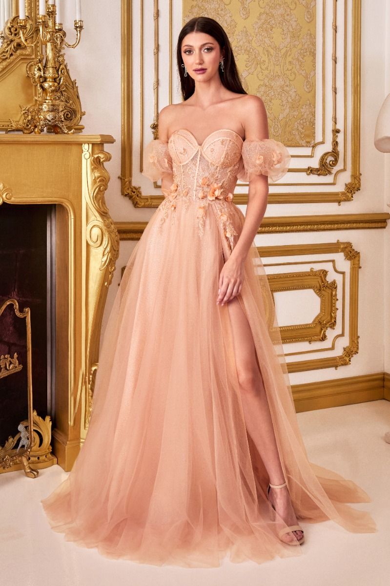 Strapless Floral Ball Gown-2
