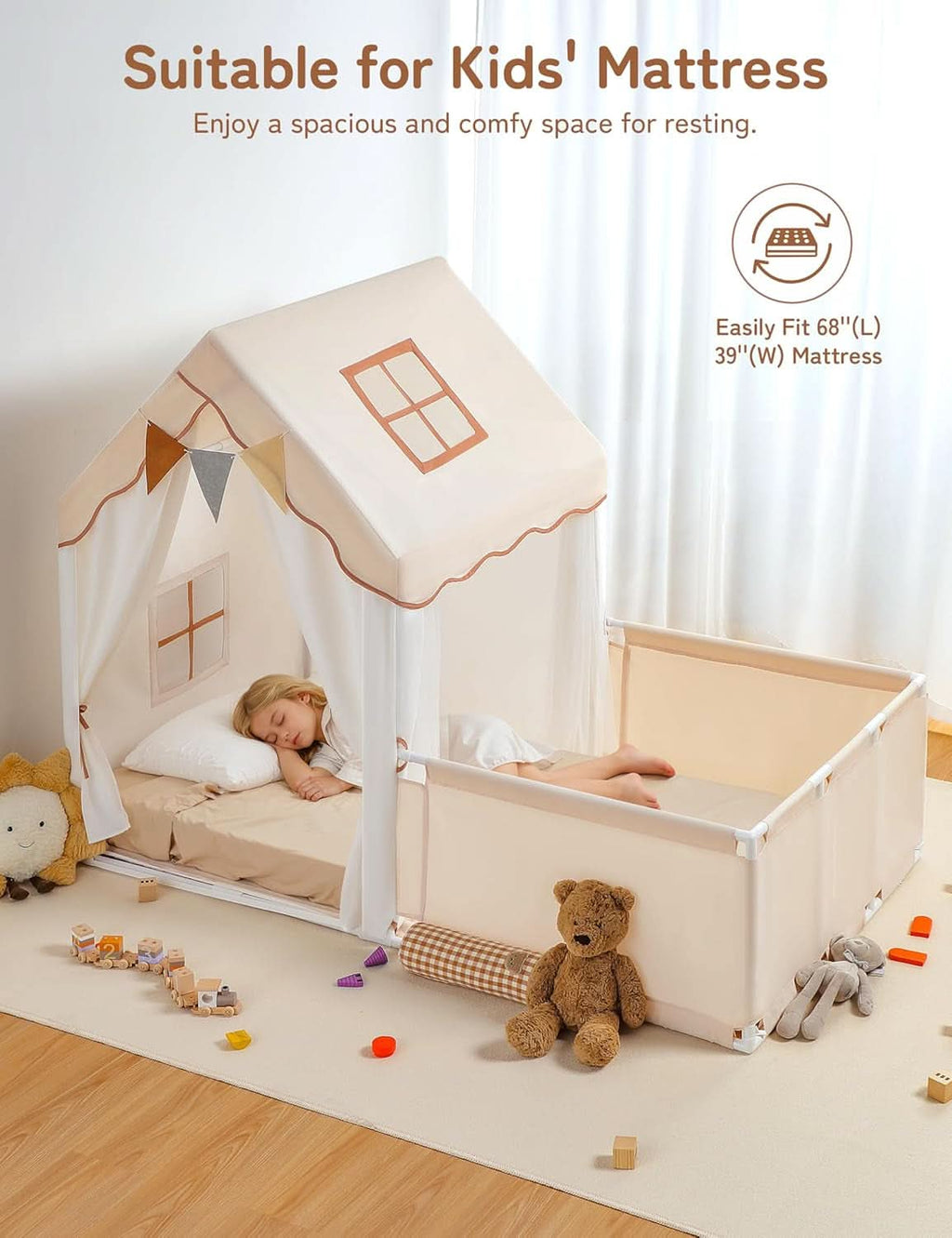 Kids Large Indoor Outdoor Play Tent Enclosure With Lights-4
