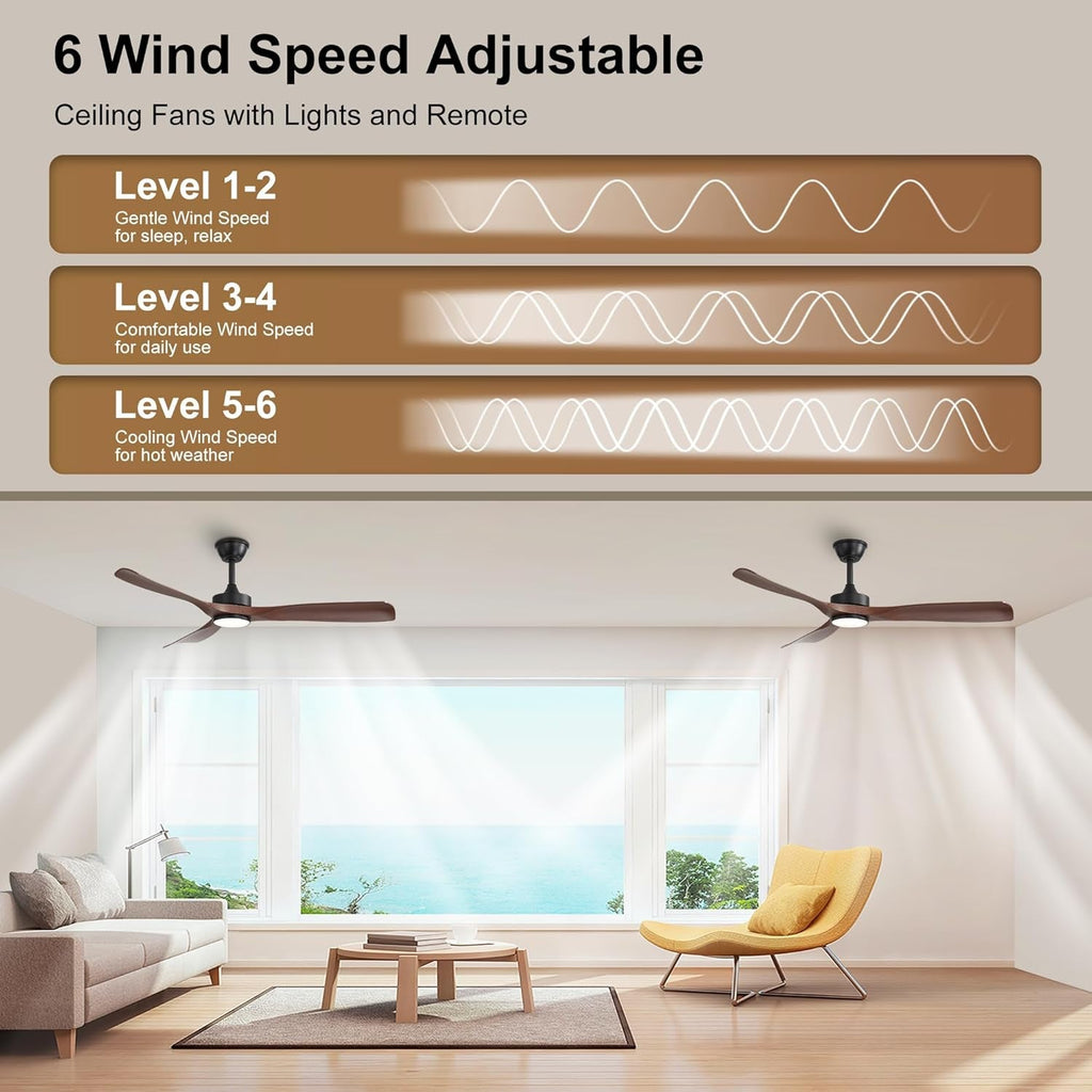 52 Inch Ceiling Fan With Bluetooth Smart Remote Control-2