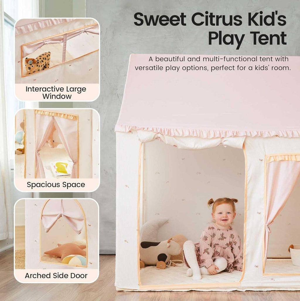 Pink Kids Play Tent With Mat For Toddlers Indoor Playhouse-1