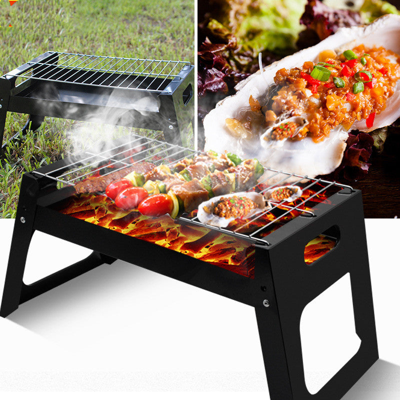 Portable Folding Outdoor Barbecue Grill and Rotisserie