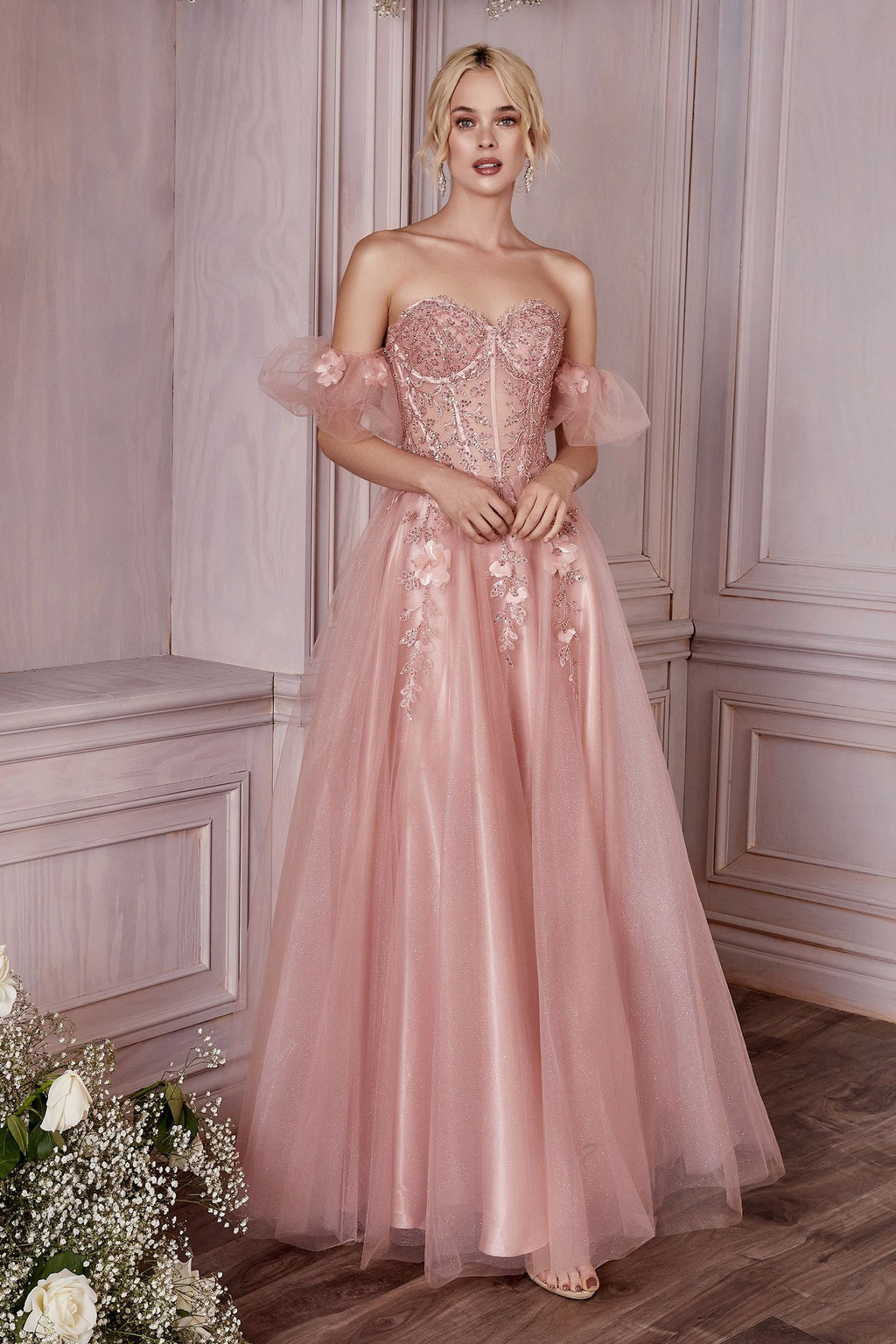 Strapless Layered Tulle Gown-2