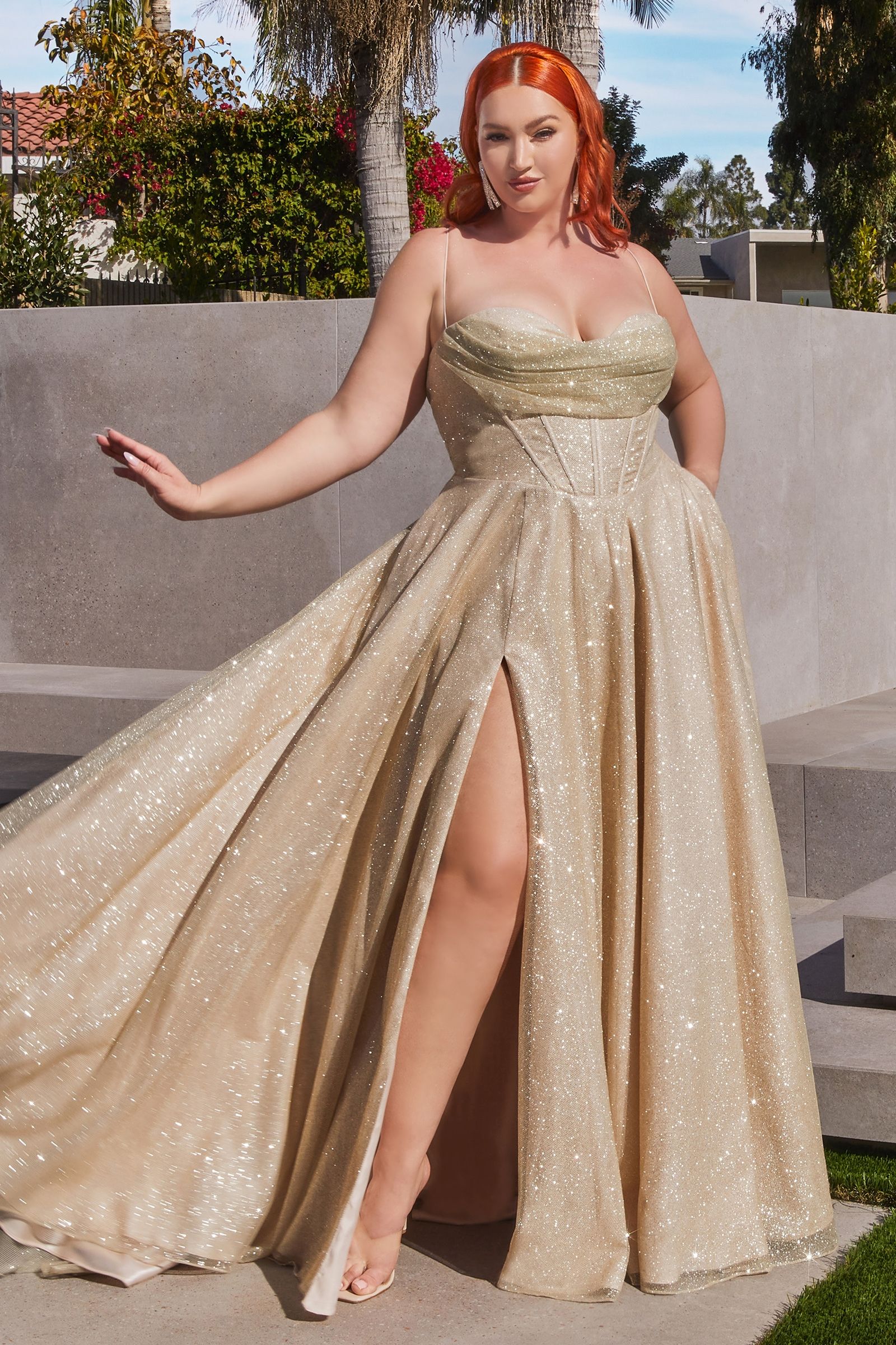 Glitter A-Line Gown Curve-1