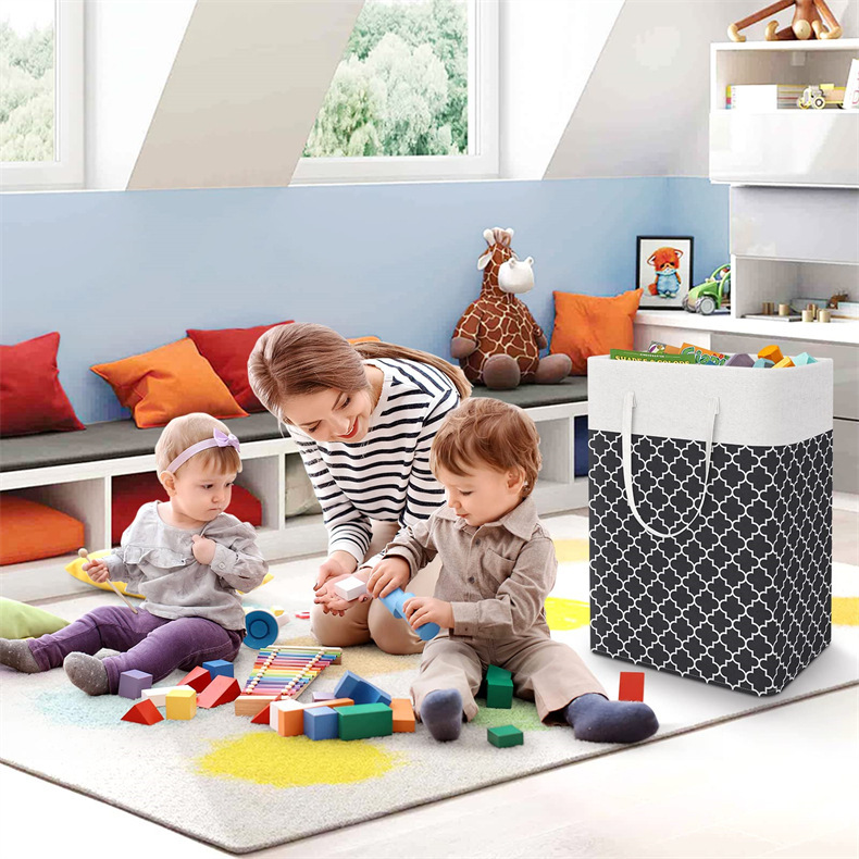 Large Foldable Striped Laundry Basket