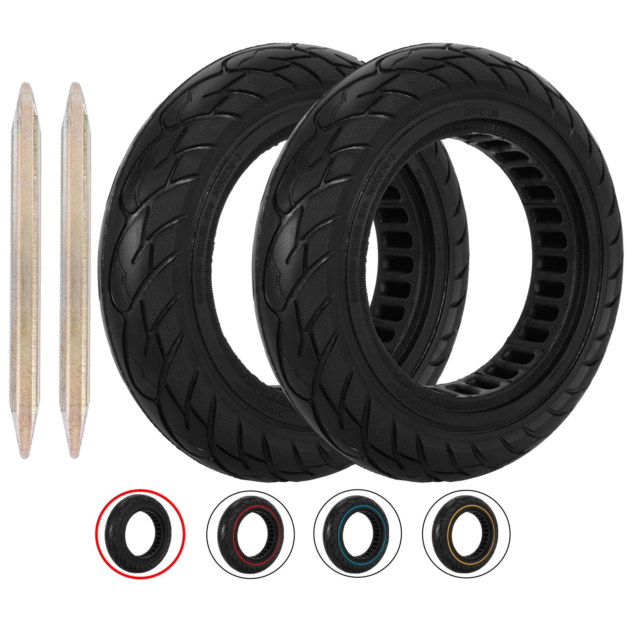 RUTU 10X2.125 Solid Tire10 Inch Electric Scooter Tubeless Rubber Tires for Self Balancing Scooter Replacment WheelsBlack 2 Pack