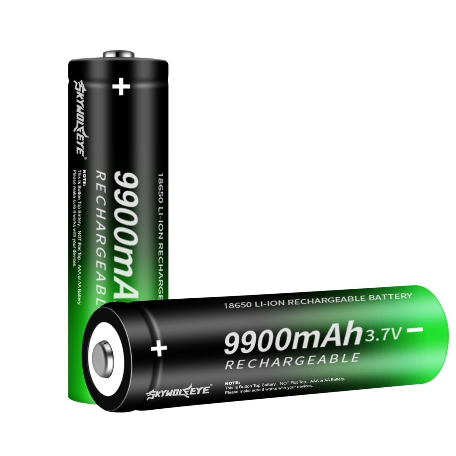 Skywolfeye 2 Pack 18650 Rechargeable Battery 3.7v Battery 18650 Rechargeable Battery Lithium 3.7 Volt Button Top for Flashlights Headlamp etc