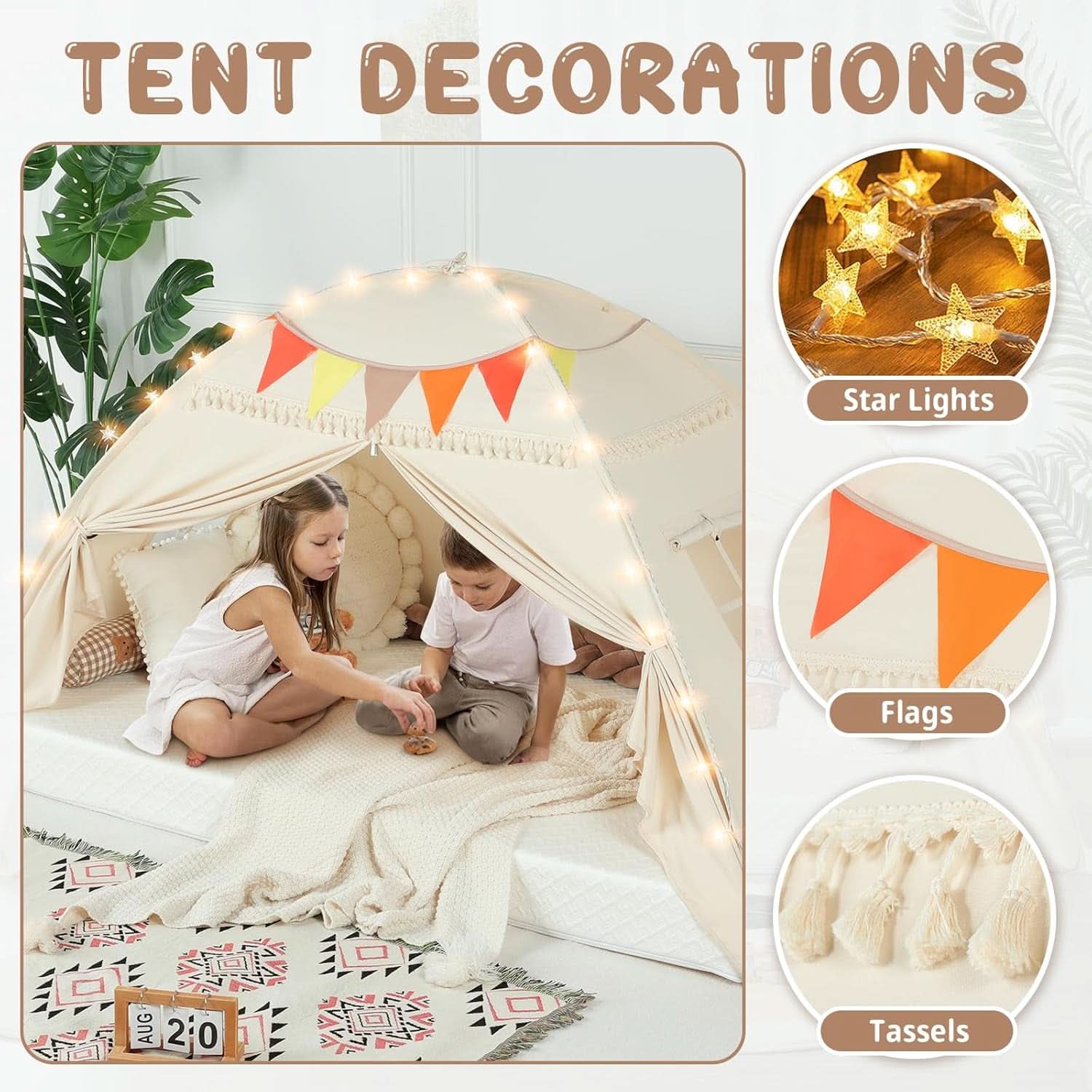 Golden Beige Premium Toddler Canopy Bed Tent Privacy-2