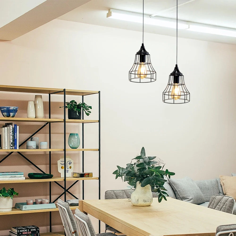 9.5"H Hanging Lamp Black Battery Powered(Geometry)-3