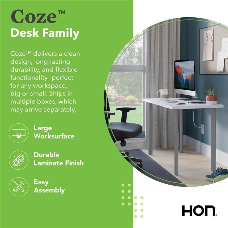 Coze 42 Inch White Top Computer Desk Sturdy Space Saving