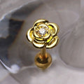 Gold Diamond Rose Cartilage Earring Cartilage Piercing Jewelry-0