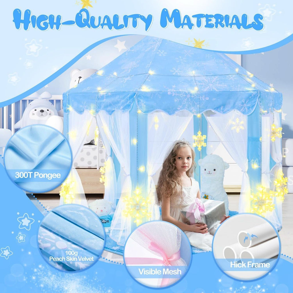Blue Frozen Princess Tent 55x53 Inches Snow flake Lights-1