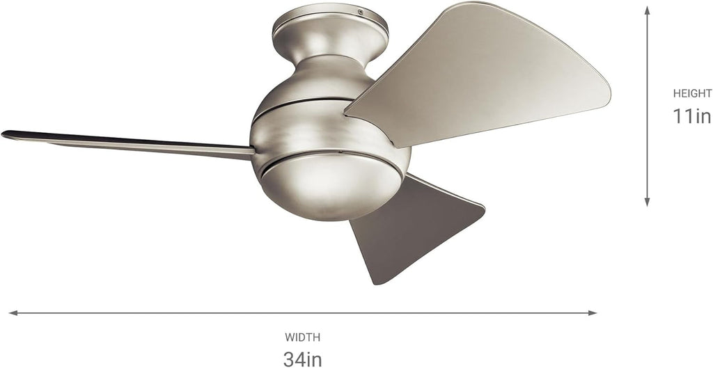 Premium Architectural Ceiling Fan 34Inch Brushed Nickel Finish-2