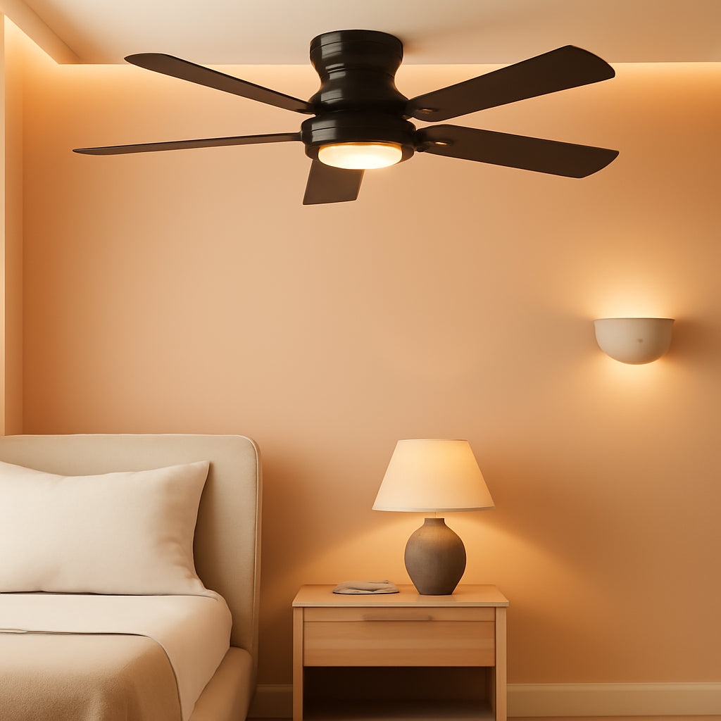 52 Inch Black Energy Efficient Ceiling Fan LED Light-0