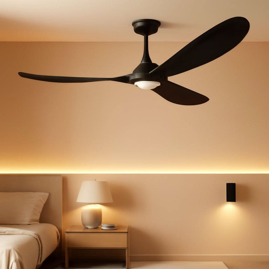 52Inch Matte Black Ceiling Fan Indoor Outdoor Low Noise-0