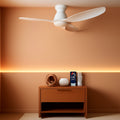 52 Inch Matte White FlushMount Ceiling Fan Dimmable-0