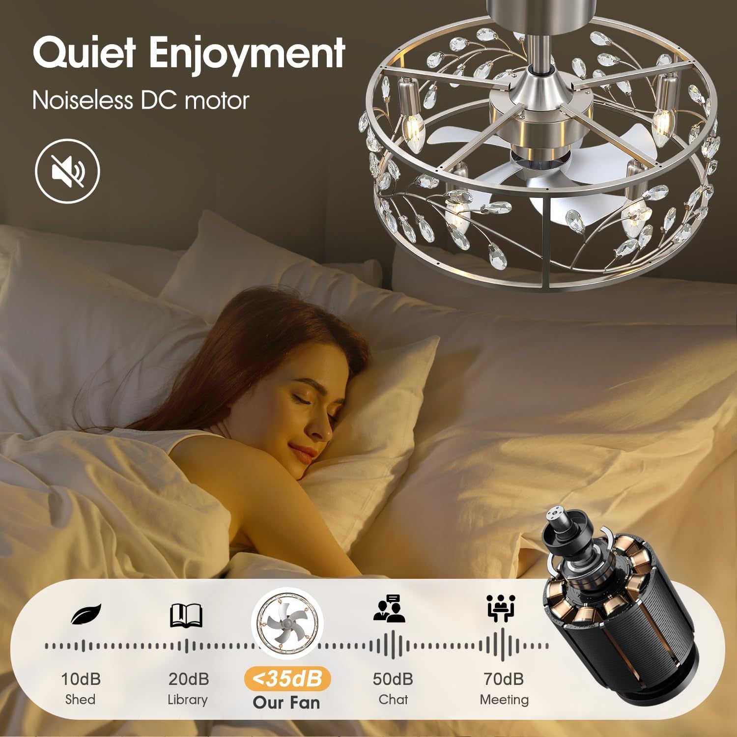 20-Inch Crystal Chandelier Caged Ceiling Fan Remote-3
