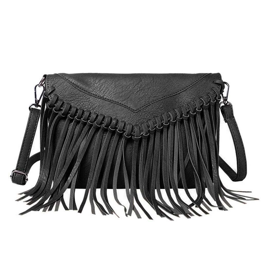Hoce Women’s Leather Fringe Messenger Bag Hobo Crossbody Tassel Shoulder Bags Gift for Mom Wife Girlfriend