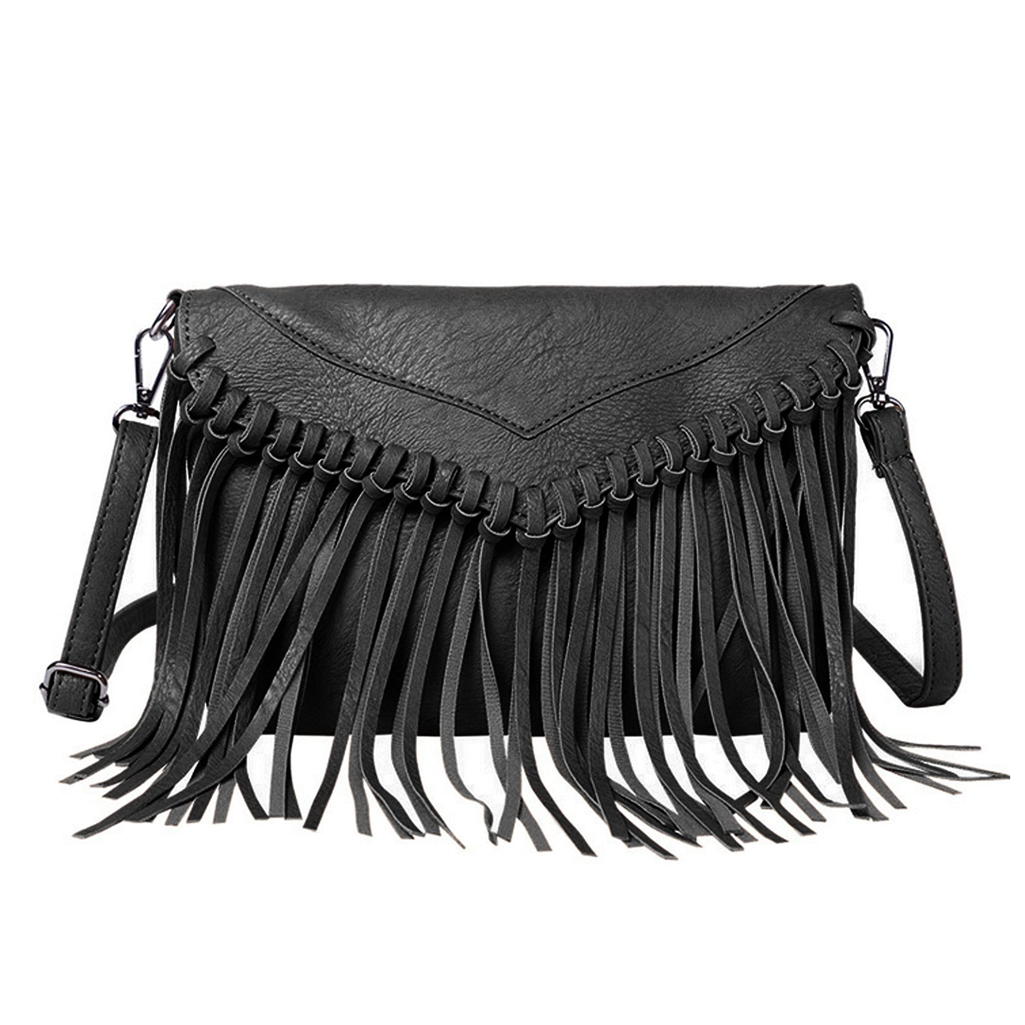 Hoce Women’s Leather Fringe Messenger Bag Hobo Crossbody Tassel Shoulder Bags Gift for Mom Wife Girlfriend