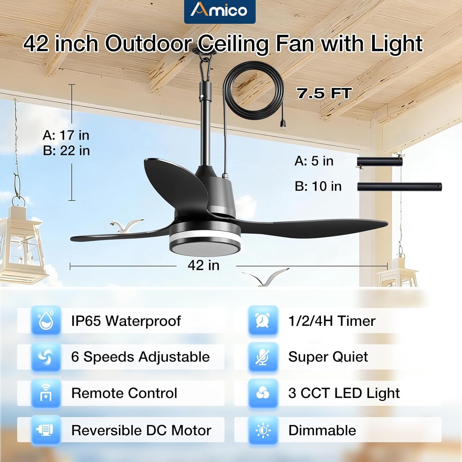 42 Inch Industrial Grade Weatherproof LED Ceiling Fan-1