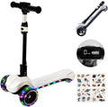 3 Wheel Electric Scooter for Kids Ages 4-8 Foldable 24V Electric Scooter with LCD Screen Thumb Accelerator Light Up PU Wheels & Deck 3 Adjustable Height 5MPH Speed for Boys Girls Birthday Gift