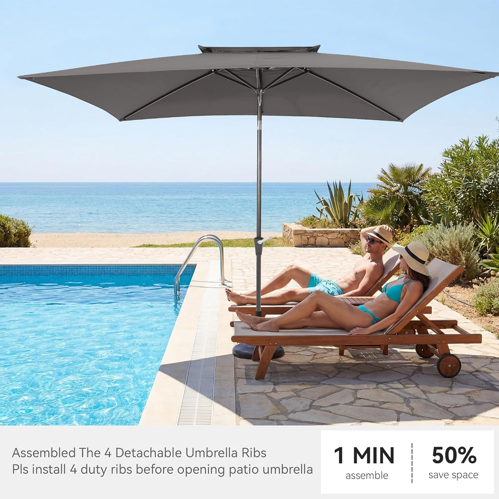 Rectangular Outdoor Patio Umbrella Six Point Six By Ten Feet Tilt-4