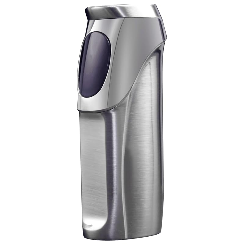 JOBON USB Electronic Torch Lighter Rechargeable Electric Touch Screen Sensing Triple Jet Blue Flames Lighter - No Gas Included (White Nickel)