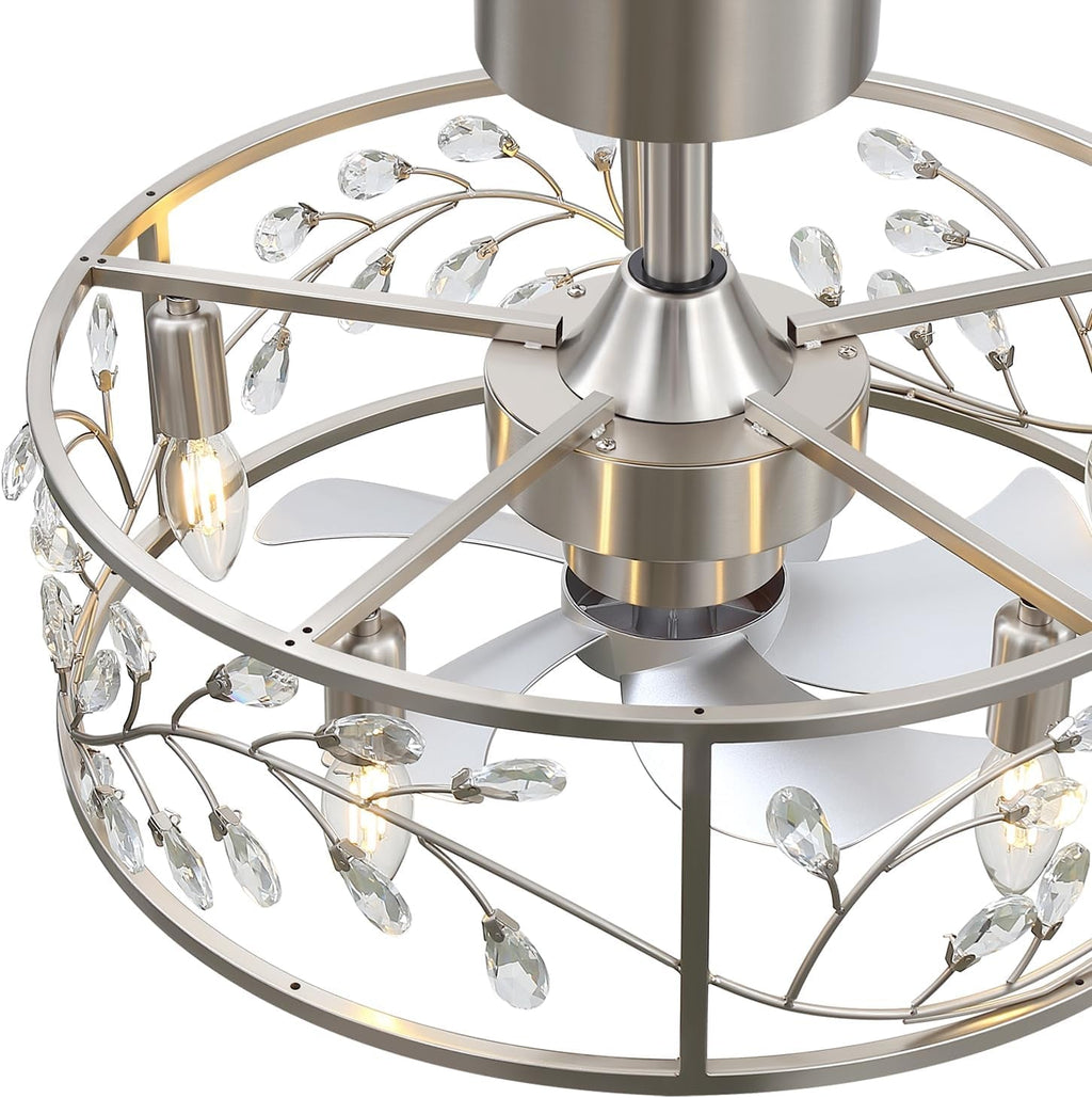 20-Inch Crystal Chandelier Caged Ceiling Fan Remote-1