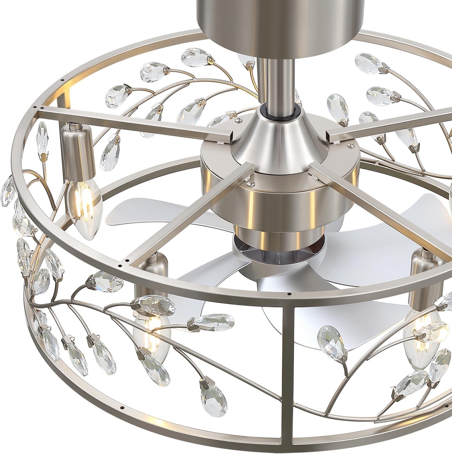 20-Inch Crystal Chandelier Caged Ceiling Fan Remote-1