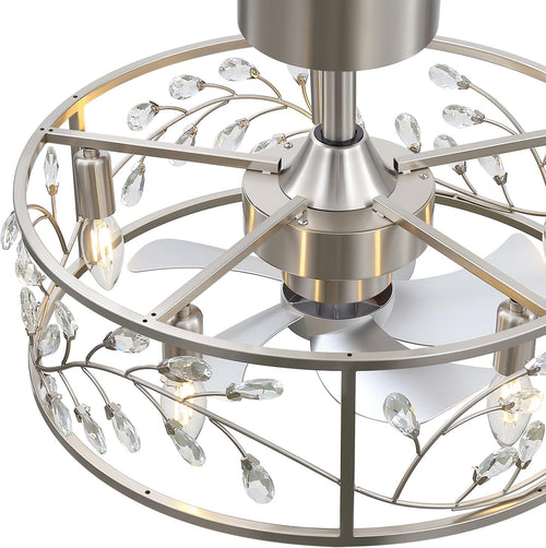 20-Inch Crystal Chandelier Caged Ceiling Fan Remote-1