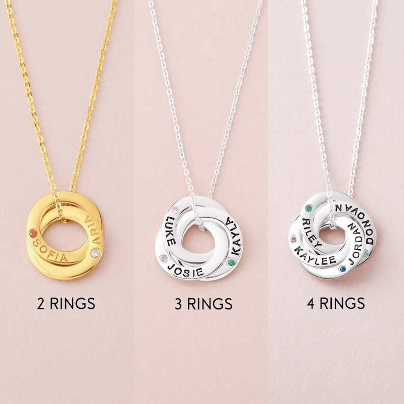 Mom Necklace With Kids Names Birthstones, Children Birthstone Jewelry-1