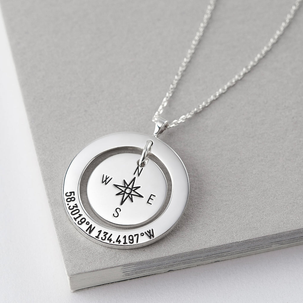 Coordinates Necklace • Long Distance Gift • Latitude Longitude Jewelry-4