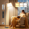 Caromolly Light Therapy Lamp 10000 Lux Light Therapy Lamp with Remote Adjustable Color/Brightness/Timer Modern Light Therapy Floor Lamp with Linen Shade for Office Living Room Bedroom