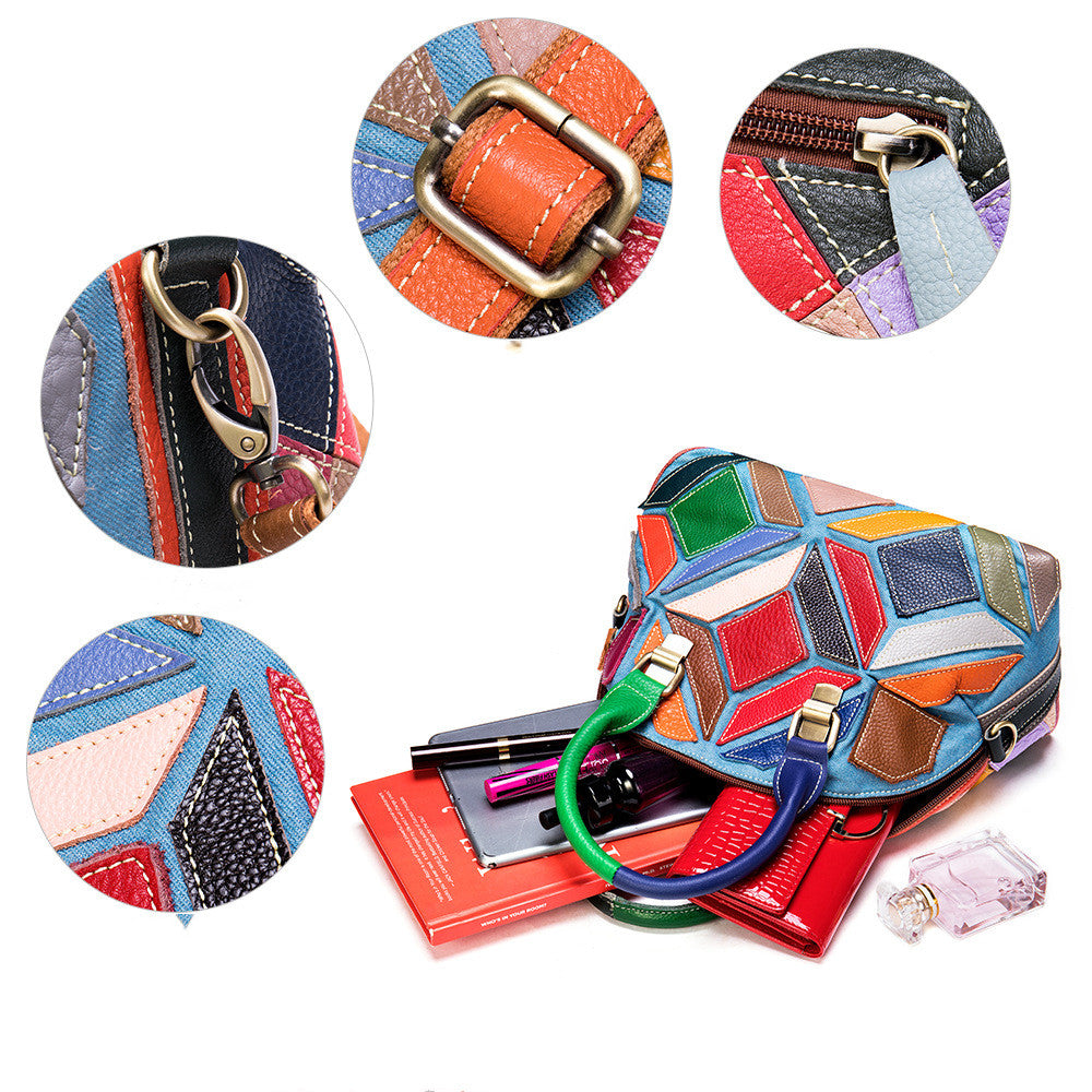 Genuine Leather Handbag 2020 - Vintage Colorful Tote