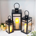  Set of 3 Stainless Steel Lantern (12/15/19'') -Black-0