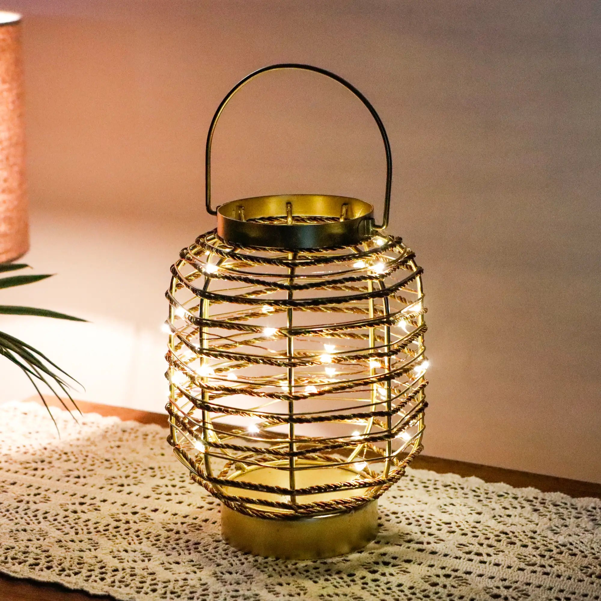 7.7 "H Metal Cage LED Cordless Lamp Battery Operated-3