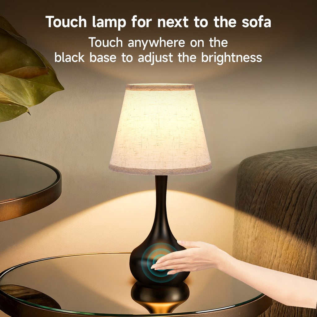 3-Way Dimmable Set of 2 Small Bedside Lamps-4