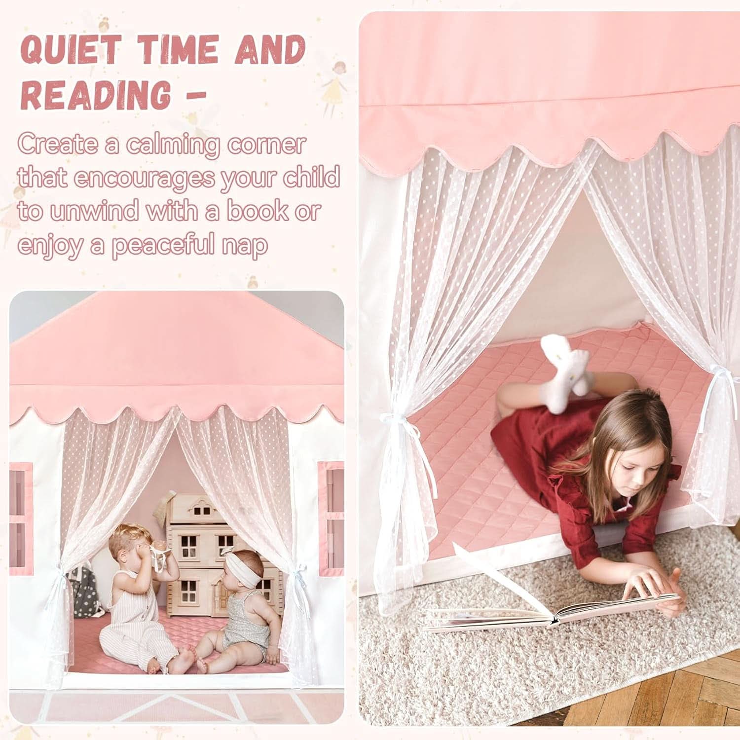 Premium Over sized Pink Indoor Playhouse Tent Toddlers-4