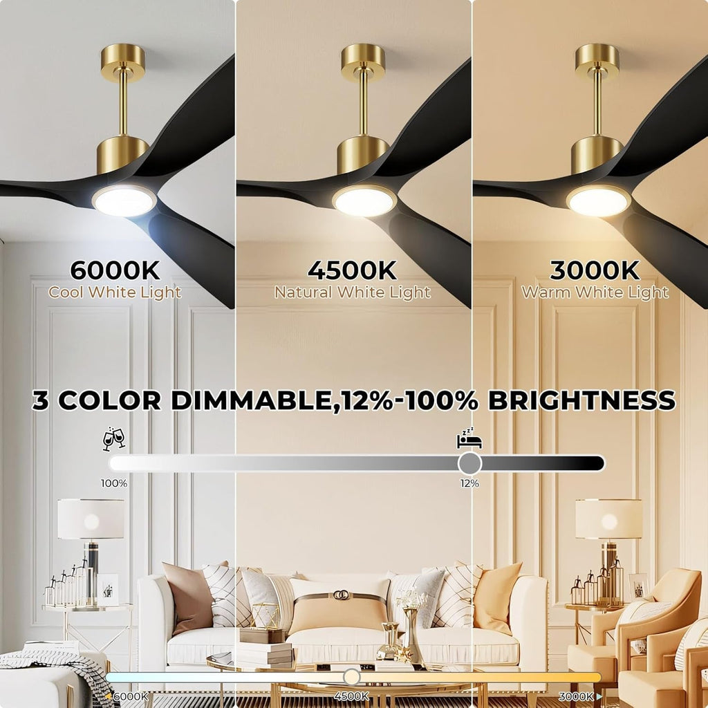 52 Inch Matte Black Ceiling Fan Energy Efficient Remote-2