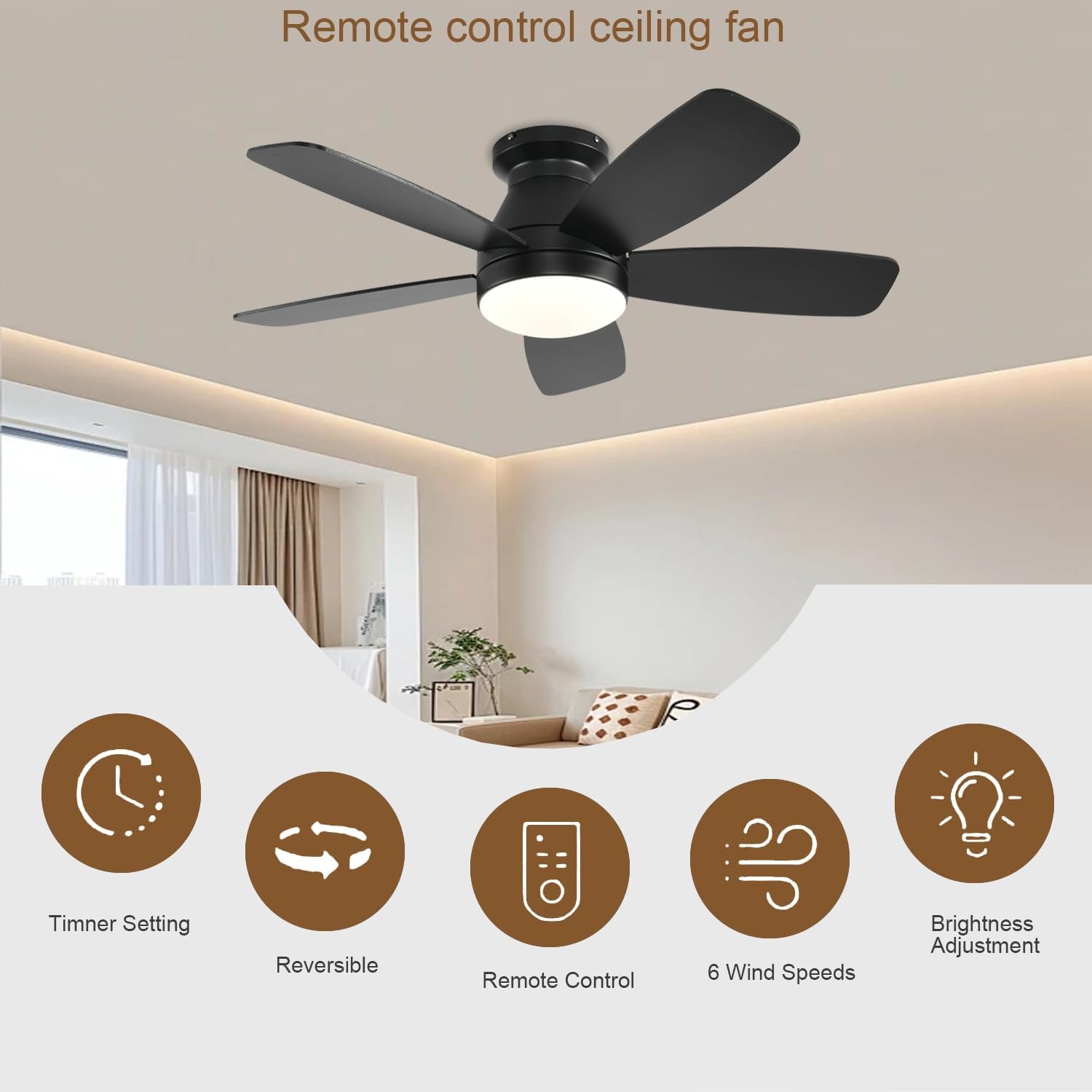 42 Inch Black Ceiling Fan With Light-1