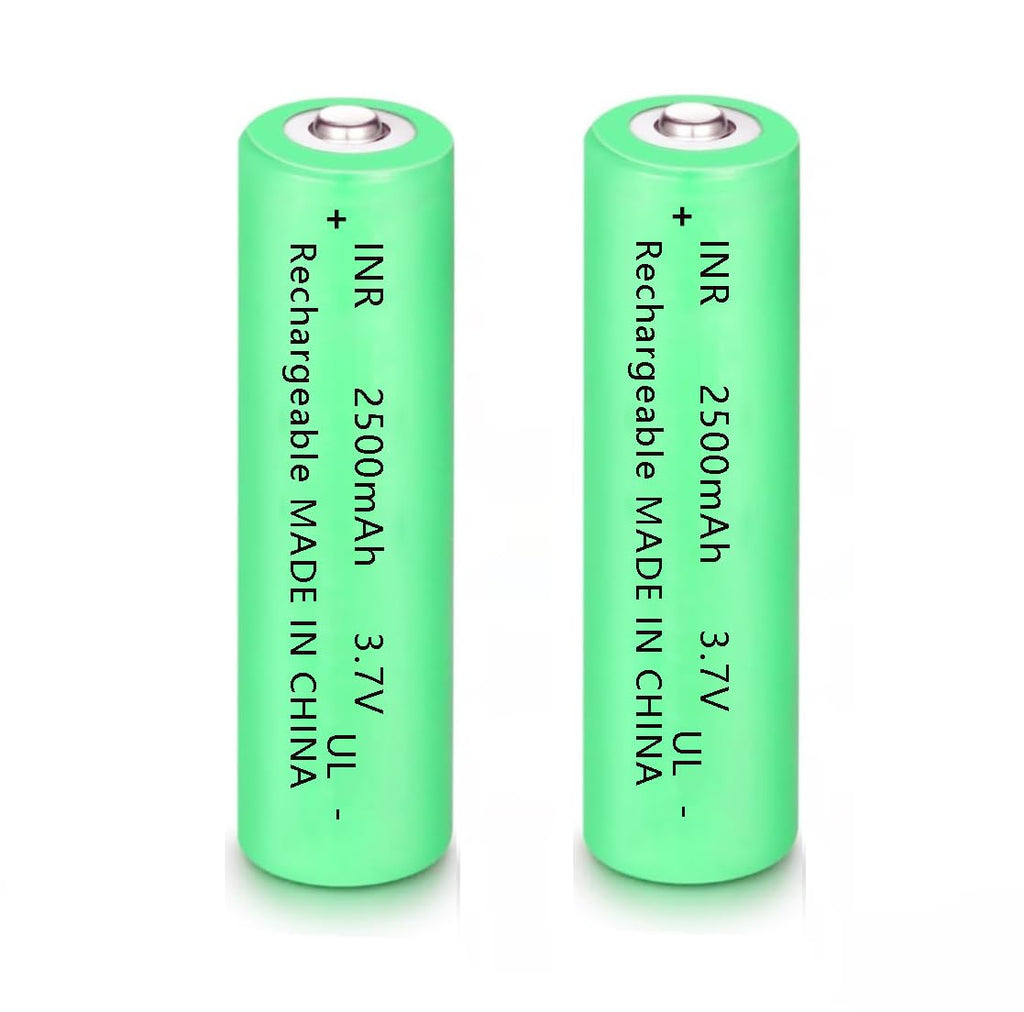 2 Pack 3.7 Volt 18650 Rechargeable Battery High Capacity Genuine18650 Battery Button Top Battery for Flashlight Doorbells Headlamps & More (Green)…
