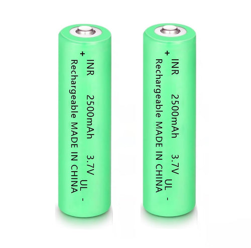2 Pack 3.7 Volt 18650 Rechargeable Battery High Capacity Genuine18650 Battery Button Top Battery for Flashlight Doorbells Headlamps & More (Green)…