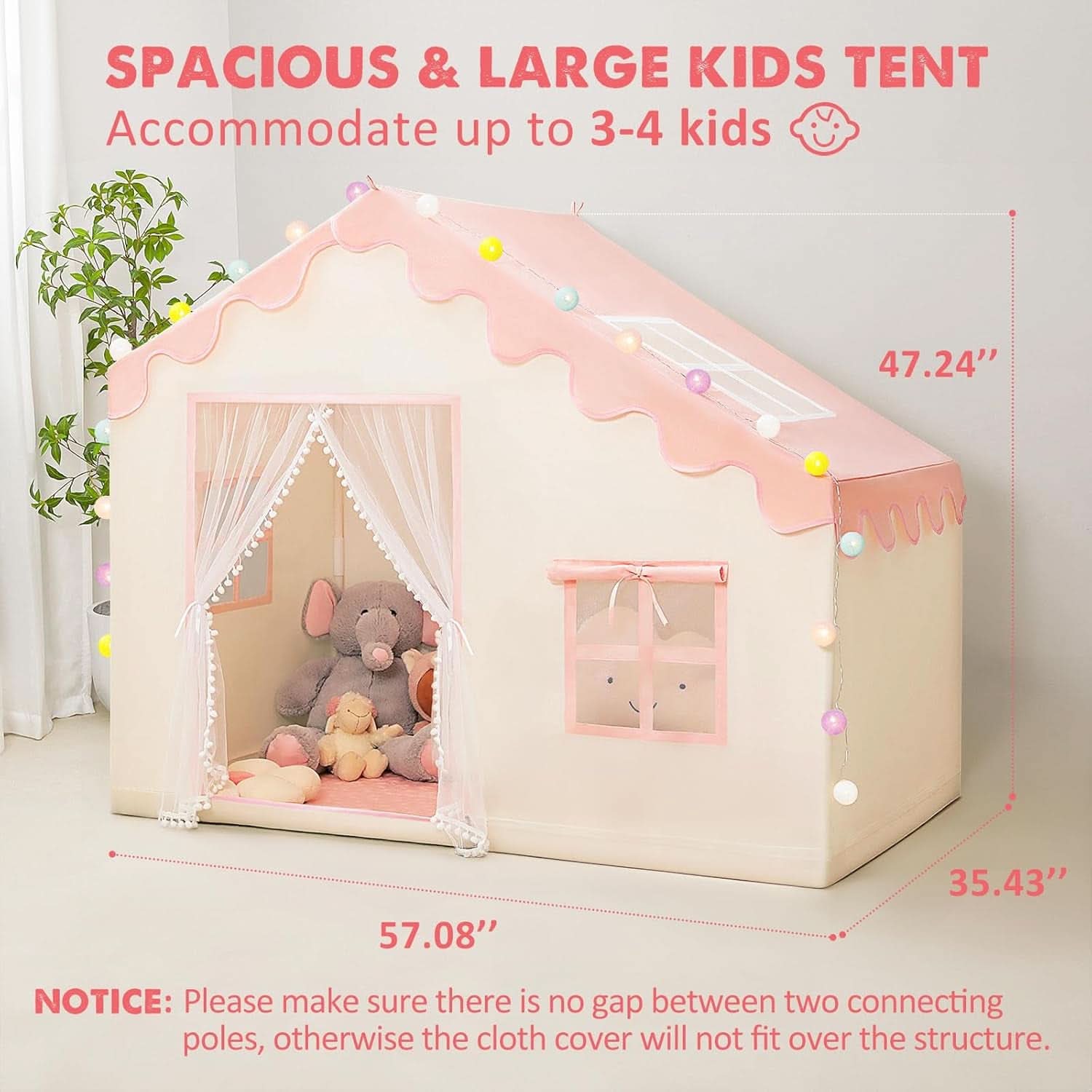Pink Hyper Durable Indoor Multifunctional Play Tent Lights-4